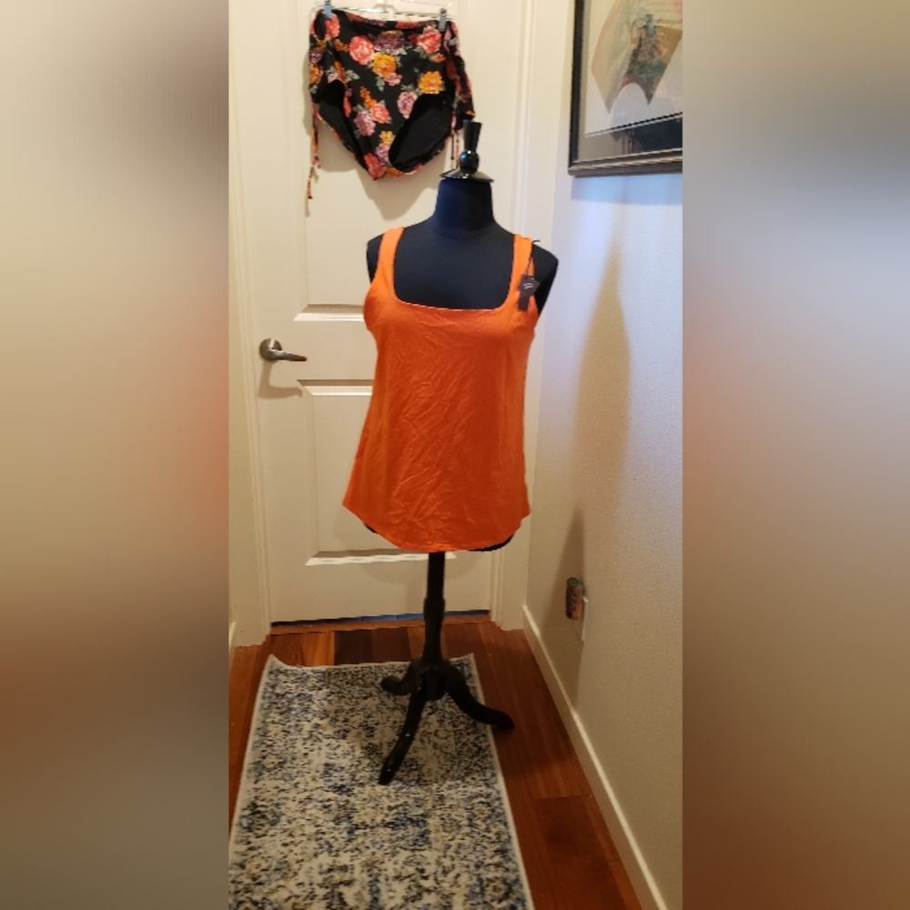Ava & Viv Vibrant Womens Orange Tank Top (TOP ONLY)
